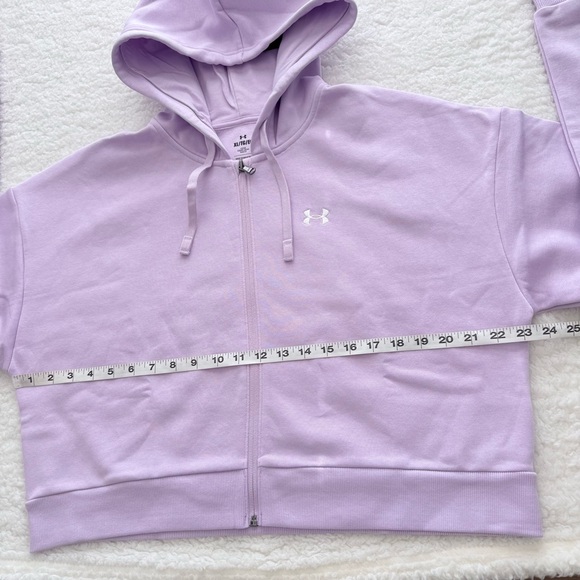 Under Armour Women's Pink Rival Fleece Cropped Full Zip Hoodie, Size L, XL - Picture 8 of 10